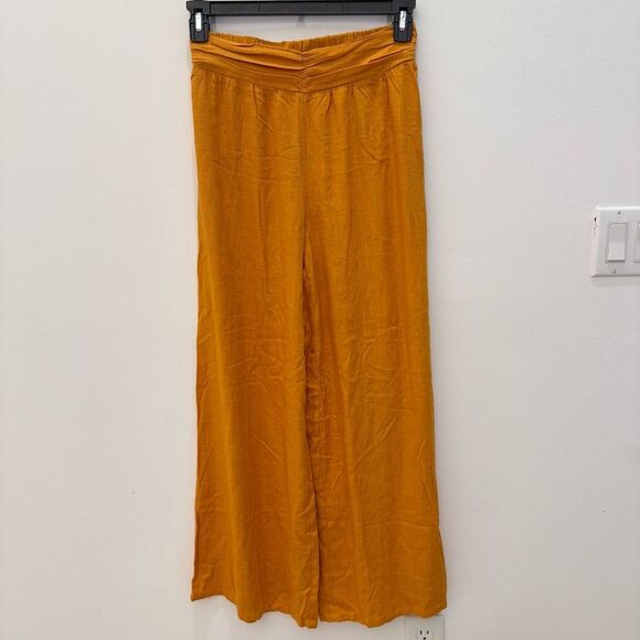 Miou Muse Linen Blend Wide Leg orange Rust Pants size Medium - Picture 5 of 13